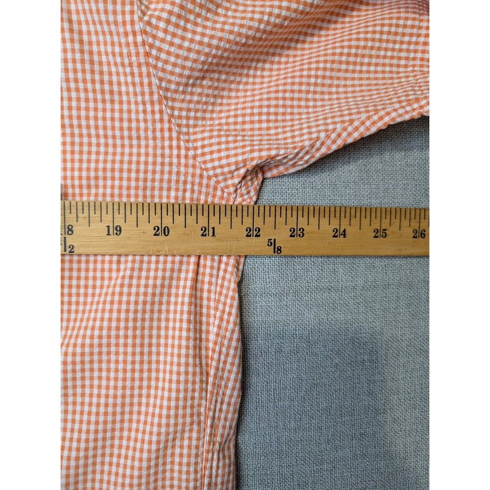 Brooks Brothers Button Down Shirt Mens Medium Orange Gingham Cotton SS - Picture 4 of 7